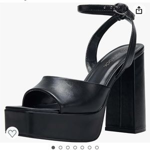 Platform Heels Chunky Heel Sandals Square Toe